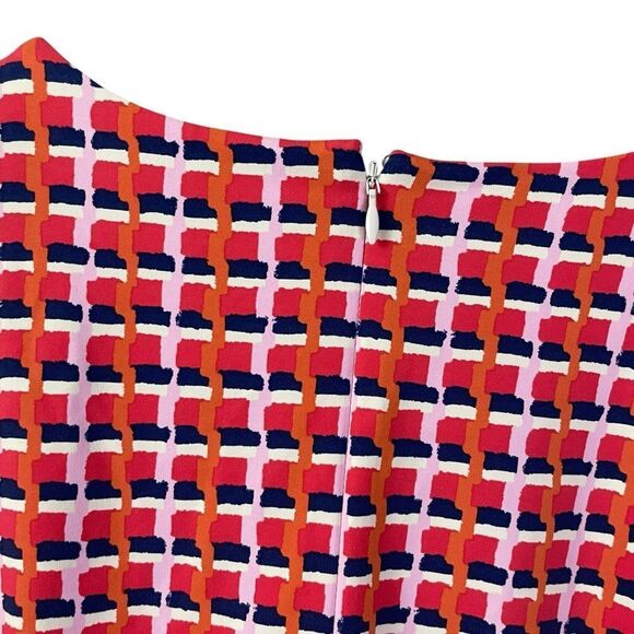 J. McLaughlin 3/4 Sleeve Dress Catalina Cloth Pink Orange Plaid - Picture 8 of 10